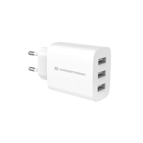 Incarcator retea Conceptronic ALTHEA13W, 3 x USB, 30W, Alb
