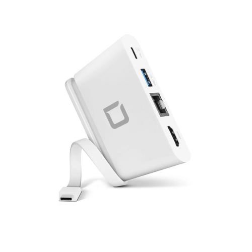 Docking Station Dicota D31730, USB-C, 4 porturi, USB-A, USB Type-C, HDMI, Portabil (Alb)