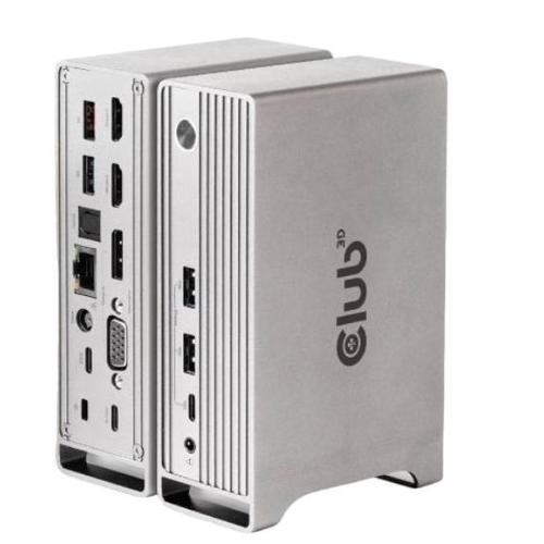 Docking Station Club3D CSV-1568, USB Gen 2 Type-C, PD 120 W, 2x USB Type-C, 4x USB, DisplayPort/VGA, 2x HDMI, 1x Gigabit Enthernet (Argintiu)