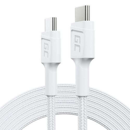 Cablu de date Green Cell PowerStream, USB-C - USB-C, Power Delivery 60W, 200cm, Alb