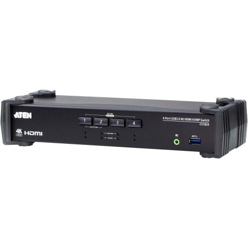 Switch KVM Aten CS1824-AT-G, 4 Porturi USB 3.0, 4K HDMI (Negru)