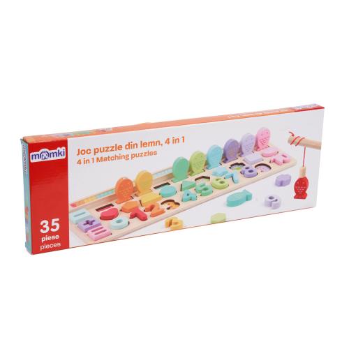 Joc educativ Momki - Puzzle din lemn, 4 in 1, 35 piese Joc educativ Momki - Puzzle din lemn, 4 in 1, 35 piese