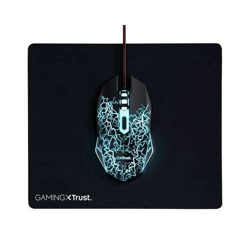 Kit Trust Basics gaming, 2 in 1, iluminare, 4000 dpi + mousepad (Negru)