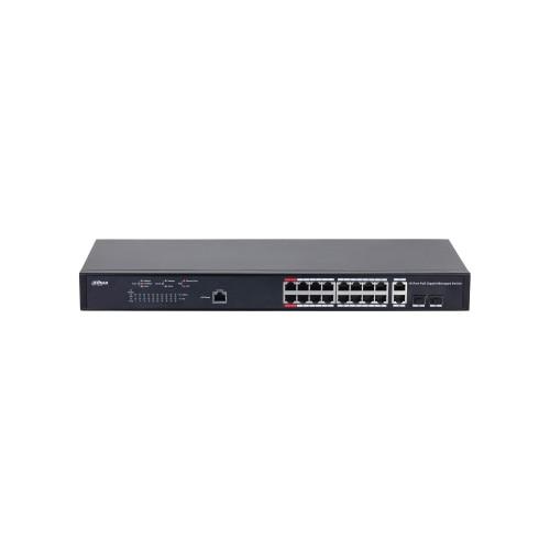 Switch Dahua PFS4218-16GT-130 cu 16 porturi gigabit PoE, 2 porturi gigabit