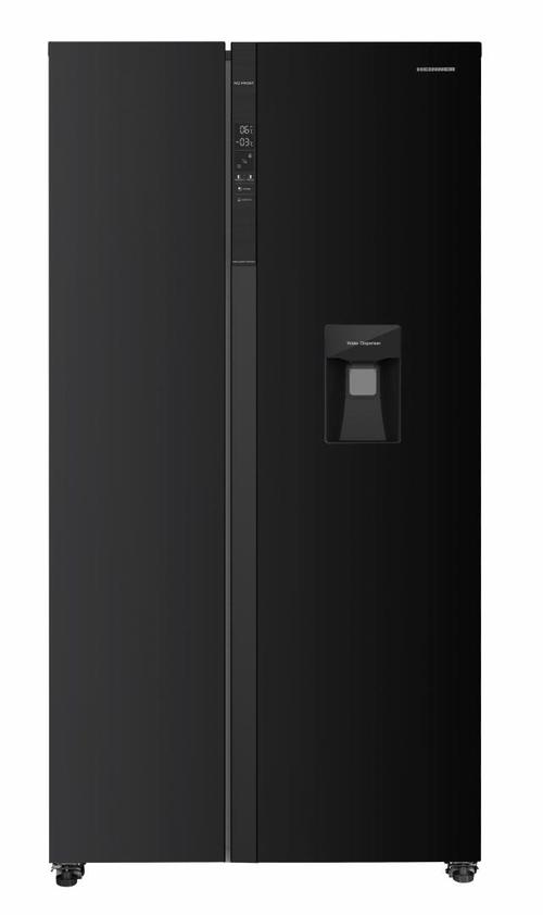 Side-by-Side Heinner HSBS-HM529NFBKWDE++, 529 l, Clasa E, Dozator de apa, Display LED cu control tactil, ECO, functie Smart, Compresor Inverter, H 177 cm (Negru)