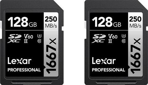 Set carduri de Memorie Lexar Professional 1667x, SDXC, 128GB, Clasa 10, UHS-II, 2 bucati