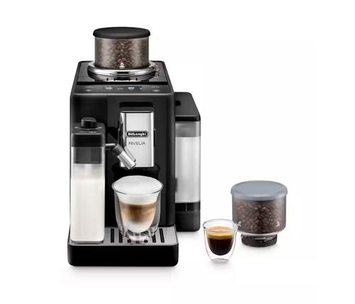Espressor automat DeLonghi Rivelia EXAM440.55.B 1450 W 19 bar 1.4 l Recipient boabe 250 g Display tactil TFT 3.5inch Tehnologia LatteCrema (Negru)