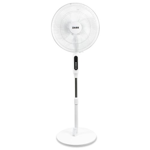 Ventilator cu picior Zass ZFTR 04, 55 W, 3 viteze, diametru 41 cm, functie de oscilatie 90 grade, temporizator digital de maxim 15 ore, functie oprire automata, panou de control soft touch cu ecran LED, telecomanda (Alb) Ventilator cu picior Zass ZFTR 04, 55 W, 3 viteze, diametru 41 cm, functie de oscilatie 90 grade, temporizator digital de maxim 15 ore, functie oprire automata, panou de control soft touch cu ecran LED, telecomanda (Alb)