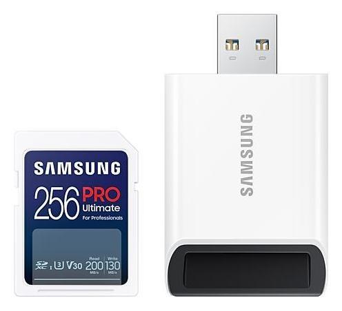 Card de memorie Samsung PRO Ultimate, 256GB, SDXC, UHS-I U3, V30, Adaptor USB inclus