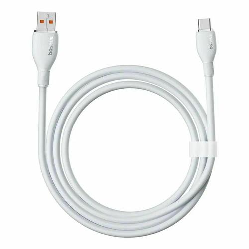 Cablu de date Baseus Pudding Series, USB la USB-C, 100W, Fast Charging, 2m, Alb