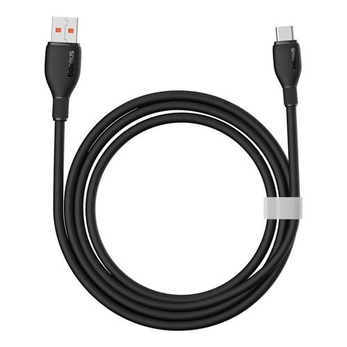 Cablu de date Baseus Pudding Series, USB la USB-C, 100W, Fast Charging, 1.2m, Negru