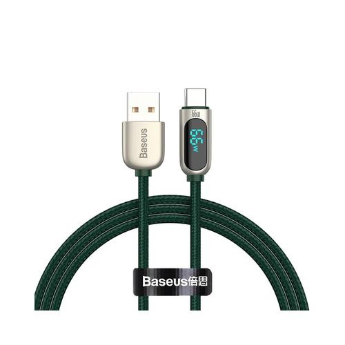Cablu de date Baseus Display, USB la USB-C, Fast Charging, 66W, 1m, Verde