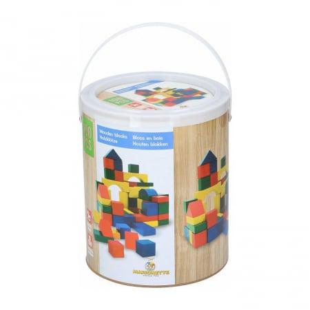 Set constructie din lemn Marionette forme geometrice, 100 piese