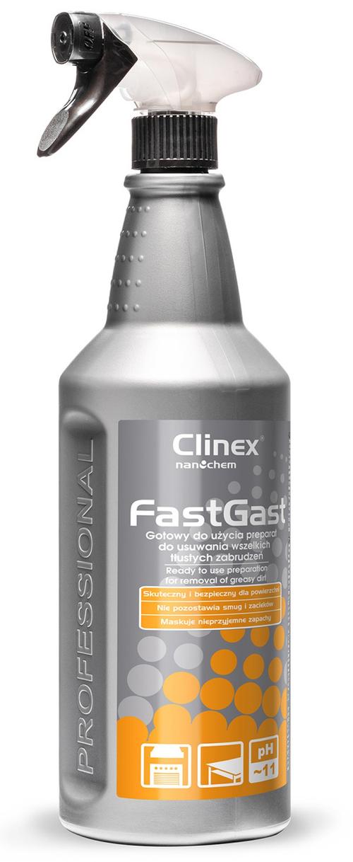 Solutie CLINEX FastGast, 1 L, cu pulverizator, degresare suprafete murdare de grasime dificila