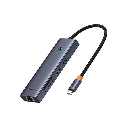 Hub USB Baseus UltraJoy 7-in-1, USB-C la HDMI4K@60Hz, 2xUSB 3.0, 1xPD, 1xRJ45, 1xSD, 1xTF3.0, 100W (Gri)