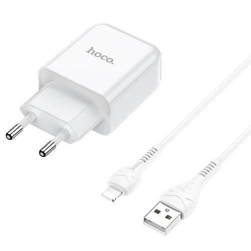 Incarcator Retea cu Cablu Lightning HOCO N2, 10W, 2.1A, 1 x USB-A (Alb)