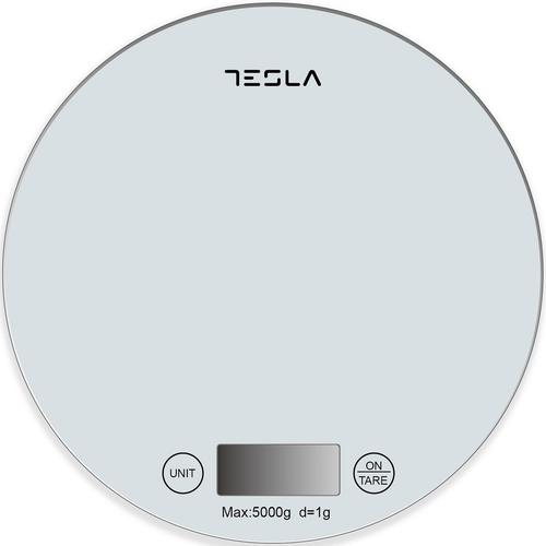 Cantar de bucatarie Tesla KS200W, 5kg, ecran LCD, functie Tara, Sticla (Alb)