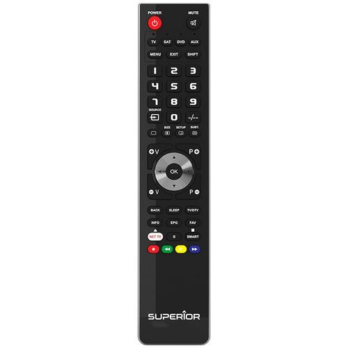 Telecomanda universala Superior SUPTUB001, 1 in 1, programabila simultan TV, DVD, satelit si AUX, conectare PC prin USB, cablu inclus, baterii 2 x AAA (neincluse) (Negru)