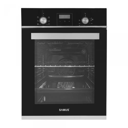 Cuptor incorporabil Samus SCE459GTBV, 1900 W, 43 l, 6 functii, Latime 45 cm, Clasa energetica A, Grill, Timer, Ventilatie, Gatire automata, Blocare acces copii (Negru/Inox)