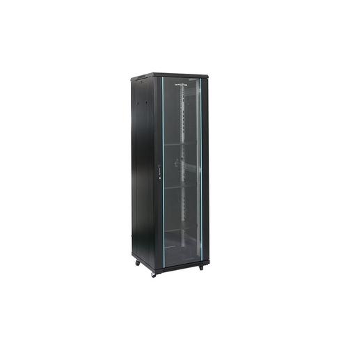 Rack 42U 800x800 DATEUP RAL 9004, montare pe podea, usa din sticla, panouri laterale detasabile si securizate, dezasamblat
