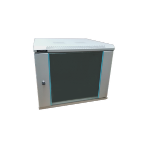 Rack 6U 600x450 DATEUP RAL7035, dezasamblat, montare pe perete, usa din sticla, panouri laterale detasabile si securizate