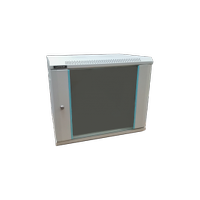Rack 9U 600x600 DATEUP RAL 7035, montare pe perete, usa din sticla, panouri laterale detasabile si securizate, dezasamblat