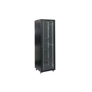 Rack 42U 600x600 DATEUP RAL 9004, montare pe podea, usa din sticla, panouri laterale detasabile si securizate, dezasamblat