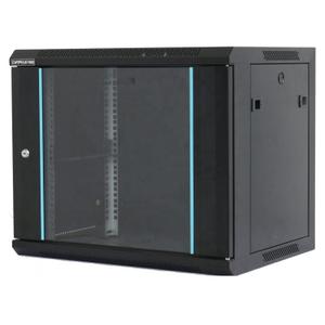 Rack 19'' 15U 600x450 DATEUP RAL9004, de perete, usa din sticla, panouri detasabile si securizate, dezasamblat, capacitate 70kg
