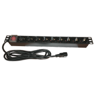 Bara alimentare aluminiu / PDU EMTEX PDU9K-C14, 19 inch, 9 prize Schuko, 16A, 3500W, 3x1.5, 3m, stecher C14