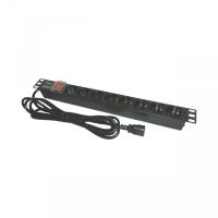 Bara alimentare aluminiu / PDU EMTEX PDU8K-C14, 19 inch, 8 prize Schuko, 16A, 3500W, 3x1.5, 3m, stecher C14