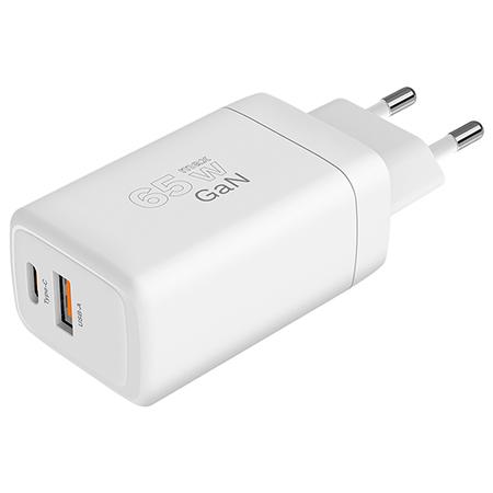 Incarcator retea Kruger&Matz GaN 65 W, functie Power Delivery si Quick Charge, 1 x USB Type-C, 1 x USB A (Alb)