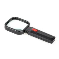 Lupa de mana 80 x 80 mm, forma patrata, cu iluminare manuala