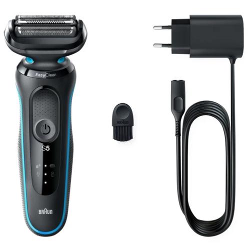 Aparat de ras electric Braun 51-M1000S, Autonomie 50 minute, Wet & Dry, Display LED (Turcoaz/Negru)