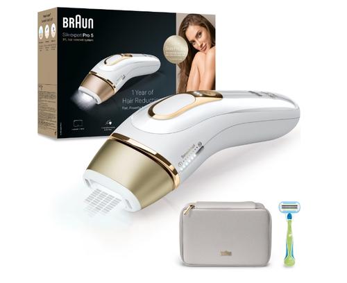 Epilator IPL Braun Silk-expert PRO 5 PL5052 Senzor automat & continuu Skin pro 2.0, 400.000 impulsuri, 10 niveluri de intensitate, 125 de impulsuri pe minut, Trusa de voiaj, Aparat de ras Venus (Alb/Auriu) Epilator IPL Braun Silk-expert PRO 5 PL5052 Senzor automat & continuu Skin pro 2.0, 400.000 impulsuri, 10 niveluri de intensitate, 125 de impulsuri pe minut, Trusa de voiaj, Aparat de ras Venus (Alb/Auriu)