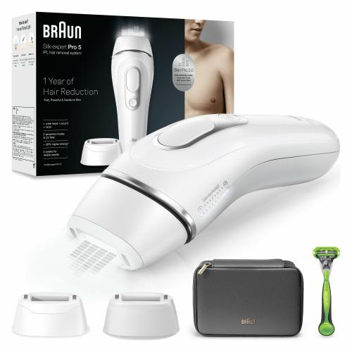 Epilator IPL Braun Silk-expert PRO 5 PL5145 Senzor automat & continuu Skin pro 2.0, 400.000 impulsuri, 10 niveluri de intensitate, 125 de impulsuri pe minut, cap lat, Trusa de voiaj, Aparat de ras Gillette (Alb) Epilator IPL Braun Silk-expert PRO 5 PL5145 Senzor automat & continuu Skin pro 2.0, 400.000 impulsuri, 10 niveluri de intensitate, 125 de impulsuri pe minut, cap lat, Trusa de voiaj, Aparat de ras Gillette (Alb)