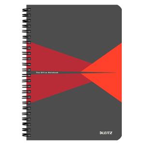 Caiet de birou Leitz Office, PP, FSC, reciclabil, A5, 90 coli, cu spira, matematica, Rosu