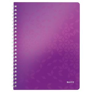 Caiet de birou LEITZ WOW, PP, FSC, reciclabil, A4, 80 coli, cu spira, matematica, Mov