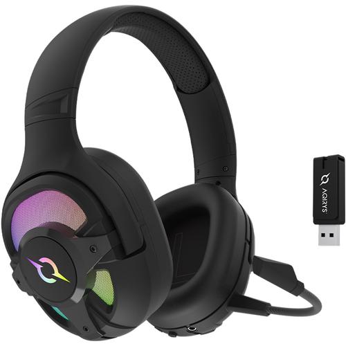 Casti gaming wireless AQIRYS Ara, iluminare RGB, Bluetooth, USB, PC/PlayStation 5 (Negru) Casti gaming wireless AQIRYS Ara, iluminare RGB, Bluetooth, USB, PC/PlayStation 5 (Negru)