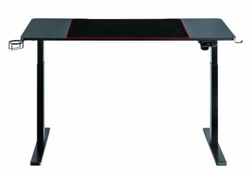 Birou gaming electric Serioux Elysium 1400x600x730mm greutate suportata: 60 kg reglare electrica pe inaltime mouse Pad inclus suport casti suport cana/pahar (Negru)