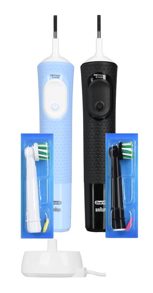 Pachet periute de dinti electrice Braun Oral-B Vitality Pro Duo D103, 7800 Oscilatii/min, Timer, 3 moduri periaj (Albastru/Negru)