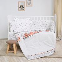 Set lenjerie pat 7 piese Lorelli Lily Train Grey, 60 x 120 cm, bumbac ranforce