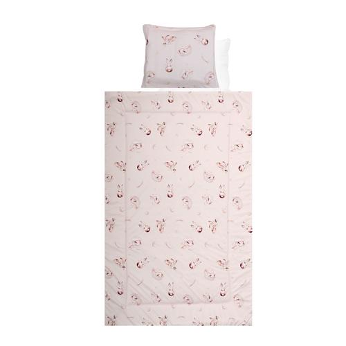 Set lenjerie pat 4 piese Lorelli  Beige Bunnies, bumbac ranforce