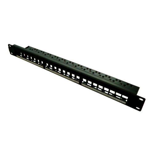 Patch panel 24 porturi, 1U, neechipat, suport de cabluri integrat, black - EMTEX