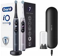 Set 2 x Periuta de dinti electrica Oral-B iO9 cu Tehnologie Magnetica si Micro-Vibratii, Inteligenta artificiala, Display led, Senzor de presiune Smart, Timer vizibil, 7 moduri, 1 incarcator magnetic, 1 Trusa de calatorie cu incarcator (Negru/Roz)