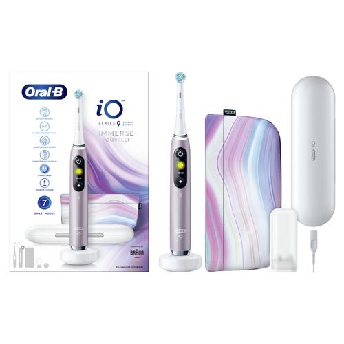 Periuta de dinti electrica Oral-B iO9N, Tehnologie Magnetica, Micro-Vibratii, Inteligenta artificiala, Display led, Senzor de presiune Smart, Timer, 7 moduri, 1 capat, Incarcator magnetic, Trusa de calatorie si Husa rigida (Roz)