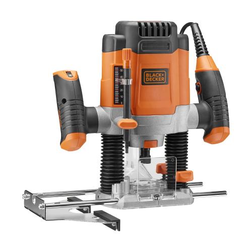 Masina de frezat Black+Decker KW1200E-QS, 1200 W, 230 V, 6/6.35/8 mm pensete de prindere, 0-55 mm adancime cursa