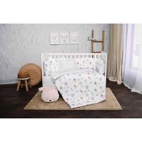 Set lenjerie pat 7 piese Lorelli Lily Grey Ballons, bumbac ranforce