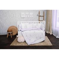 Set lenjerie pat 7 piese Lorelli Lily Grey Striped, bumbac ranforce