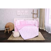 Set lenjerie pat 7 piese Lorelli Lily Pink Moons si Stars, bumbac ranforce