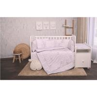 Set lenjerie pat 8 piese Lorelli Trend Grey Striped, bumbac ranforce